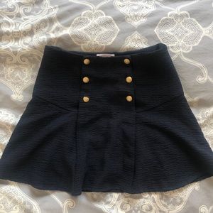 Sezane navy blue button detail mini skirt